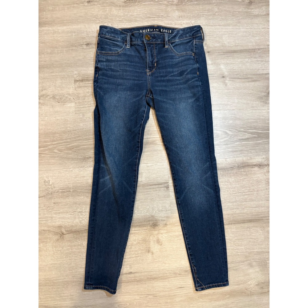 American Eagle Next Level Stretch Skinny Jeans Dark Wash Denim Womens Size‎ 4